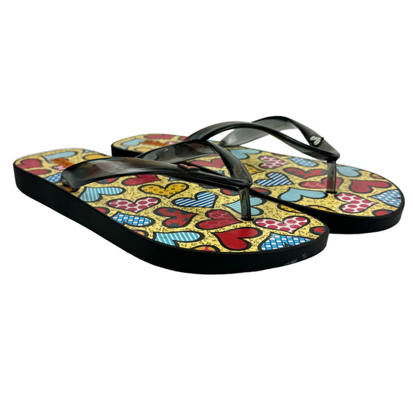 Mellisa by Romero Brito Flip Flops Women's Size 10 Multicolor Brazilian Artist - Picture 4 of 13